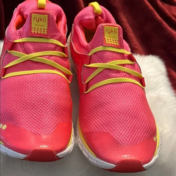 Ryka Women's Desire Pink and Yellow Athletic Shoes - Picture 3 of 11